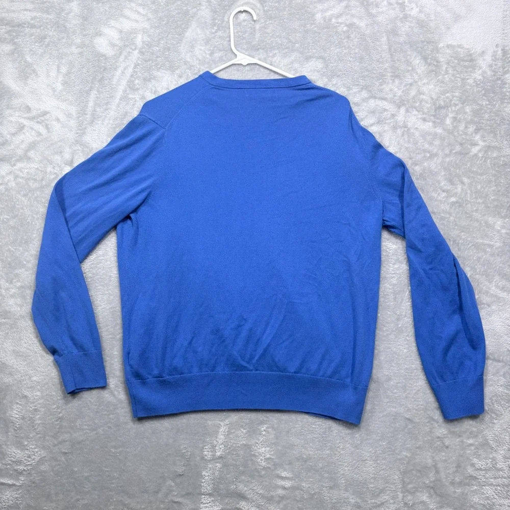 Banana Republic V-Neck Sweater Mens XL Blue Luxury Blend Silk Cotton Cashmere